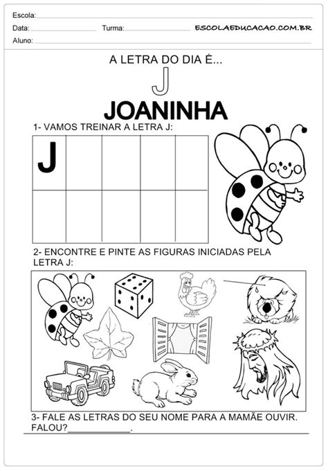 plano de aula letra j educação infantil